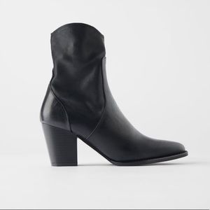 Zara Leather Heeled Cowboy Boots